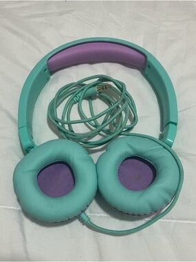 Turquoise and Purple Wired Over-Ear Headphones - Comfortable Cushioned Design